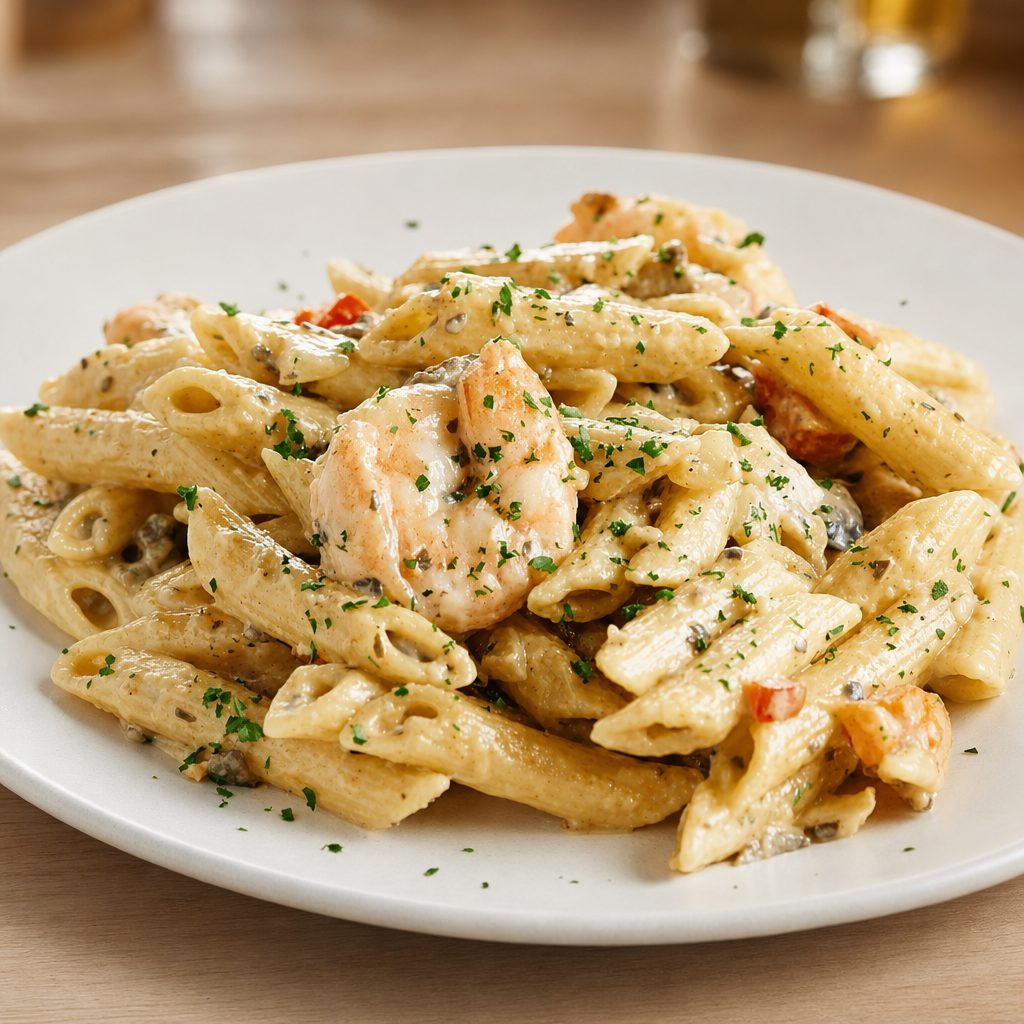 Blackened Shrimp Alfredo.