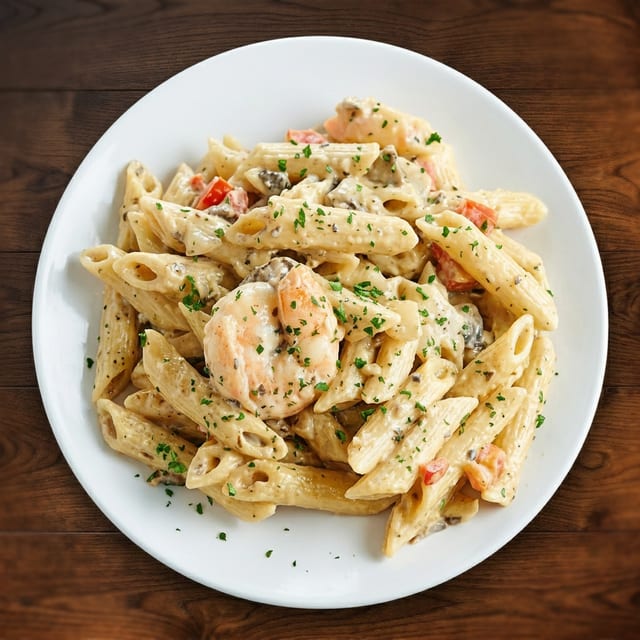 Blackened Shrimp Alfredo.